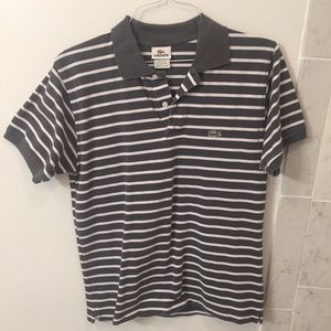 Lacoste Grey/White Stripe Polo